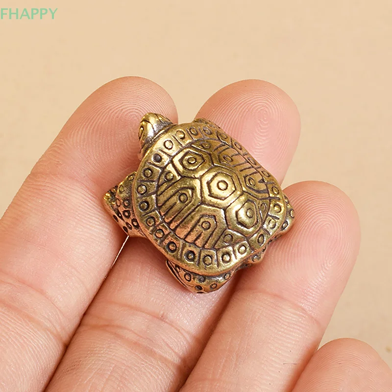 1Pc Antique Solid Brass Turtle Ornaments Longevity Animal Sculpture Home Office Desk Decorative Simulation Ornament