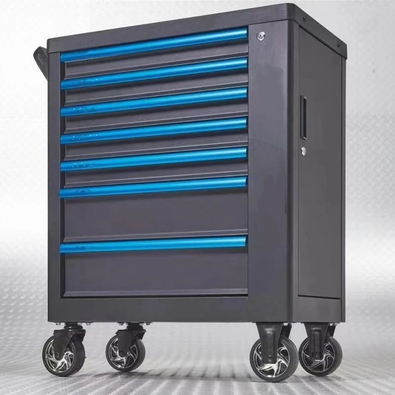 7 Drawer Metal Toolbox Roller Cabinet with Hand Tool Set, Steel Rolling Tool Cart