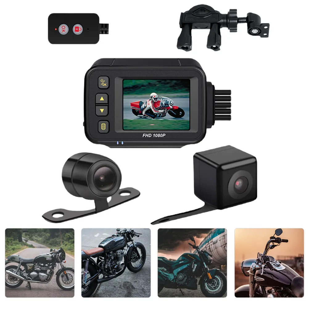 1Set Motorcycle Driving Recorder IP65 Rated Waterproof Front and Rear Lens Hd Continuous Recording Motorbike Riding Camera Dash