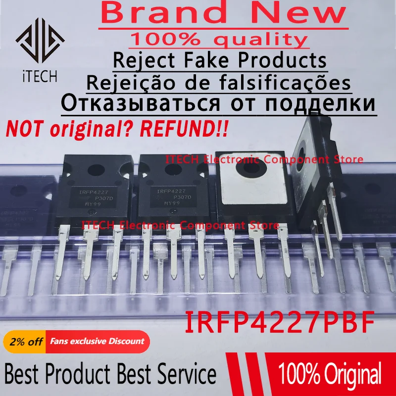 10pcs/lot Original IRFP4227PBF IRFP4227 TO247 MOSFET N-channel 200V 65A 100% New and Genuine High Quality