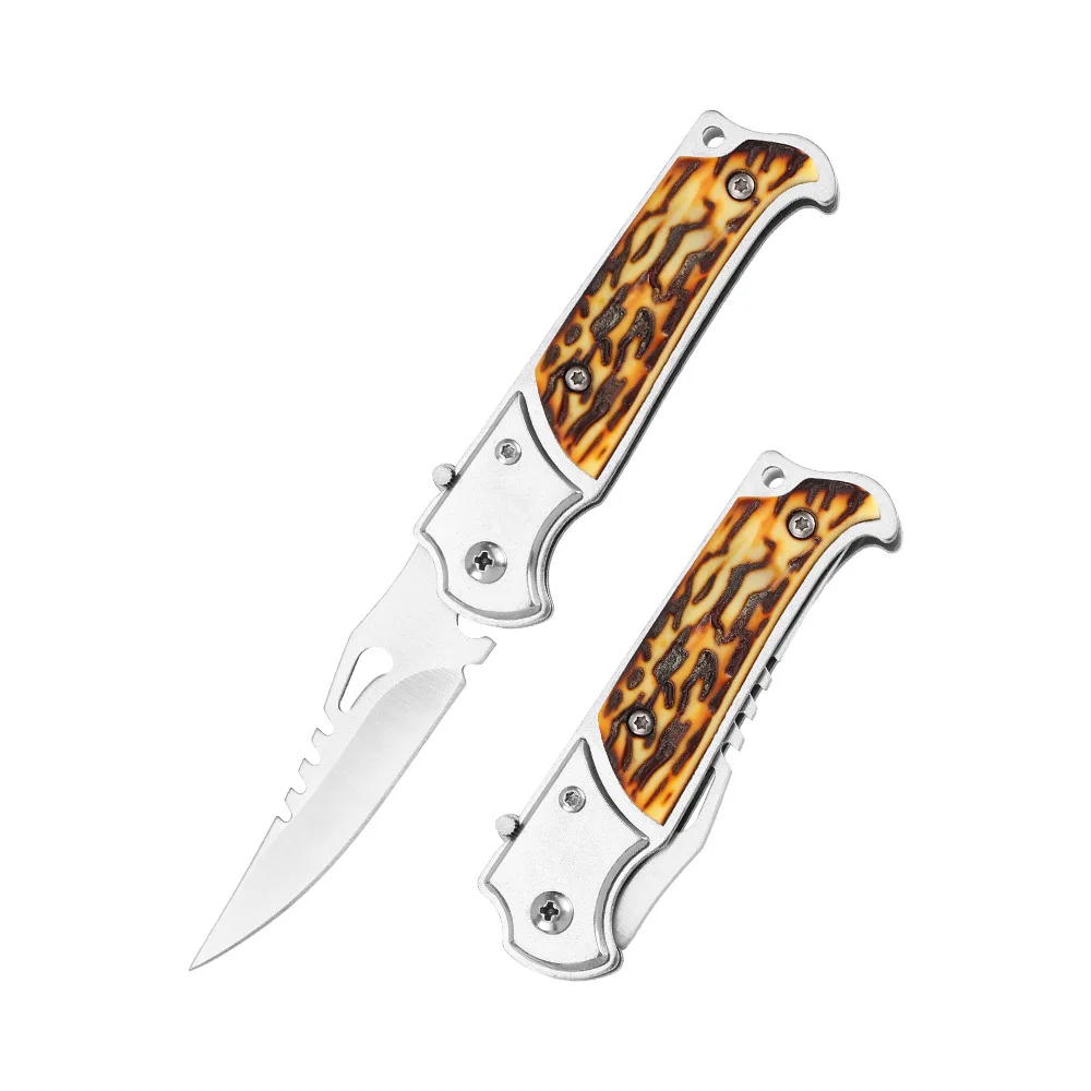 Stainless steel folding knife, mini knife for survival, outdoor knife, bone blade handle, portable and portable tool