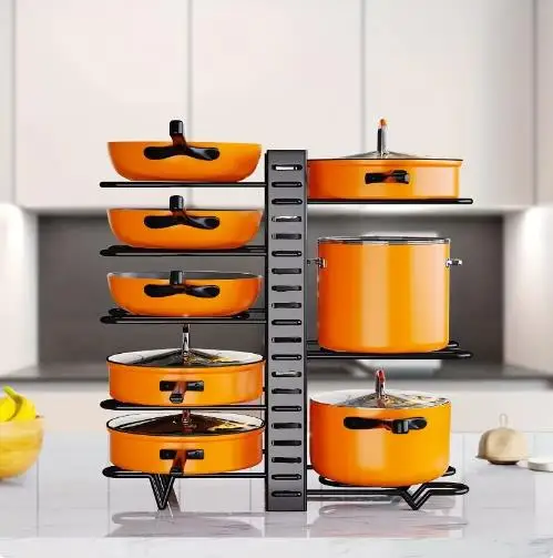 

Heavy Duty Pot Rack Organizer Effortless Kitchen Storage Solution Durable Rust-Resistant Space-Saving Cabinet Holder For Kitchen