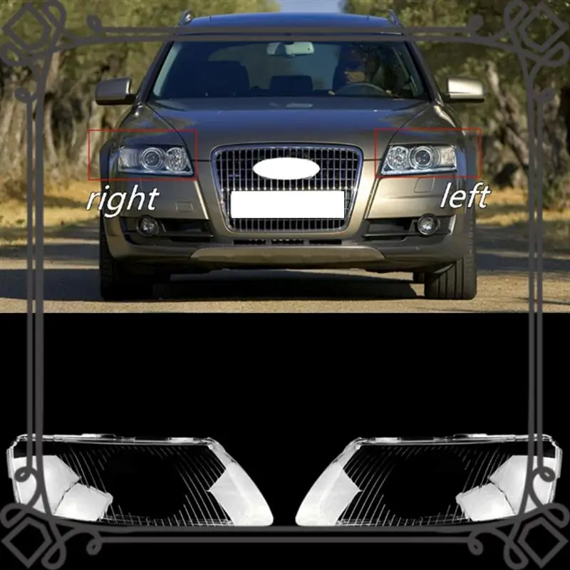 

Q2-1Pair Car Headlight Shell Lamp Shade Transparent Lens Cover Headlight Cover For A6L 2006-2011 Parts