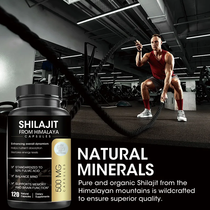 100% Original Shilajit Capsules with 50% Fulvic Acid for Active Brain, Boost Energy & Immunity, Build Muscle, Relax Mind