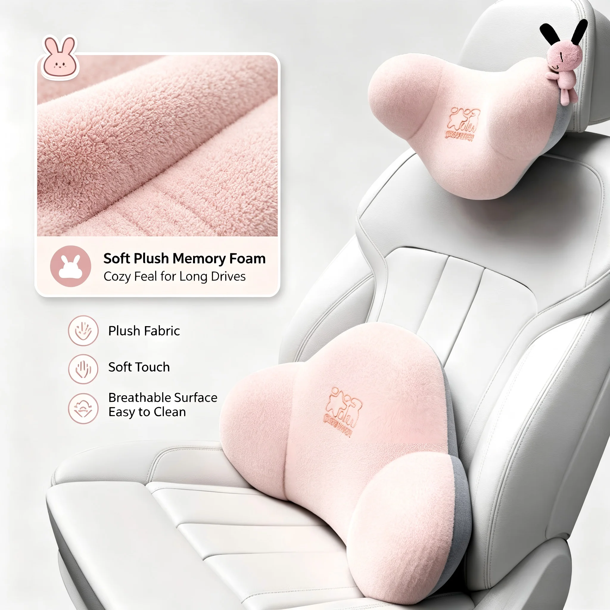 Car Accessories headrest neck guard vehicle-mounted headrest  universal cartoon memory foam Ladies wear cute style