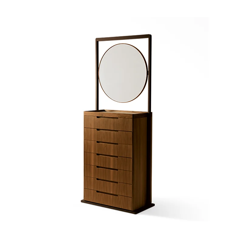 Locker with mirror chest cabinet household walnut designer cabinet