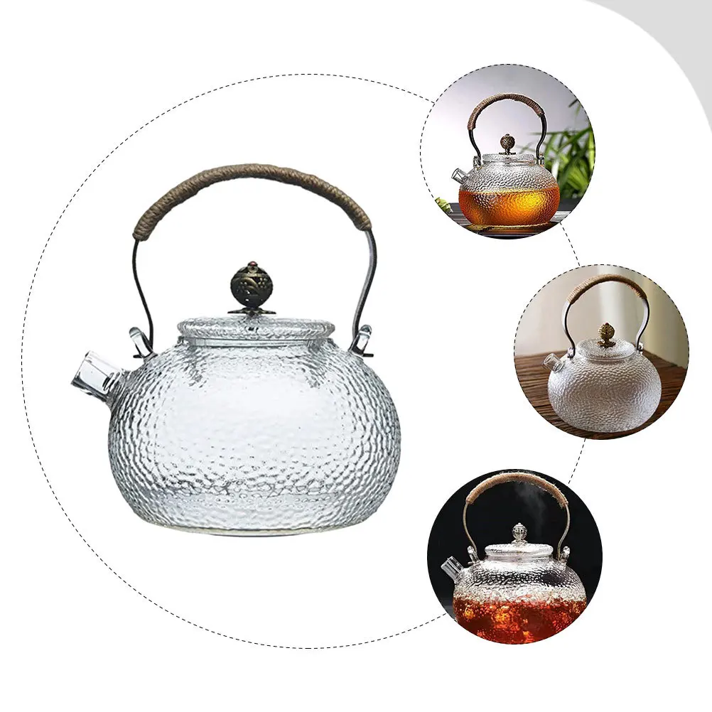

Elegant Glass Teapot Large Capacity Water Heating Pot Comfortable Handle Design Clean Daily Family Needs