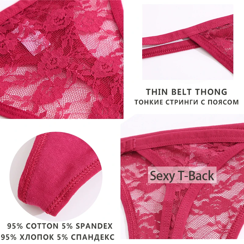 2Pcs/Set Women Lace Thongs Sexy Low Rise Underwear Female T-Back G-String Briefs Girls M-XL Intimates Lingerie 2022 Bikini New