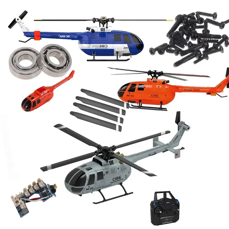 Pièces de rechange pour hélicoptère RC ERA C186 BO105 /E120, lame de train d'atterrissage, corps de moteur, roulement, hélices, auvent 186MAX mod