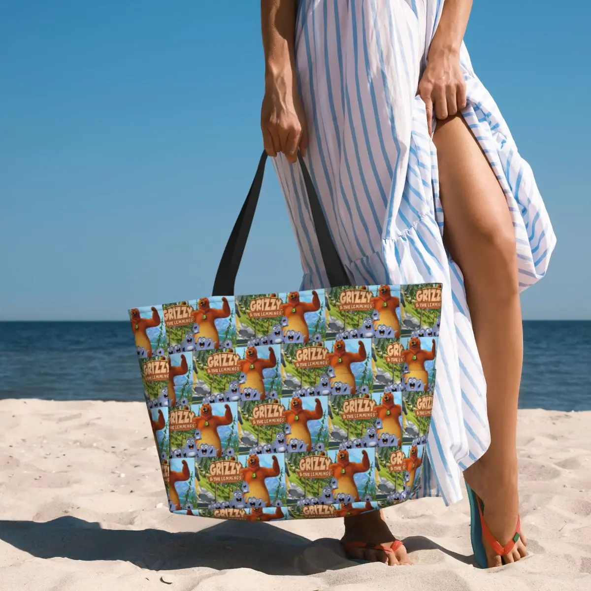 Grizzy Et Les Lemmings Beach Tote Bag Sport Gym Yoga Duffle Large Tote Bag Women Travel Bag Fitness bag