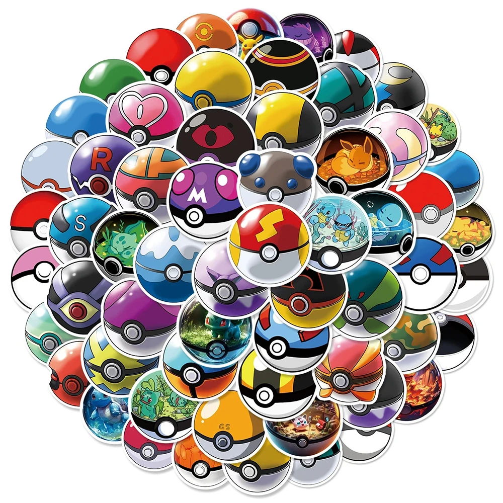 

10/30/60pcs Cute Cartoon Anime Pokemon Stickers for Kids Waterproof Kawaii Poke Ball Pikachu Decals Toys DIY Bike Skateboard