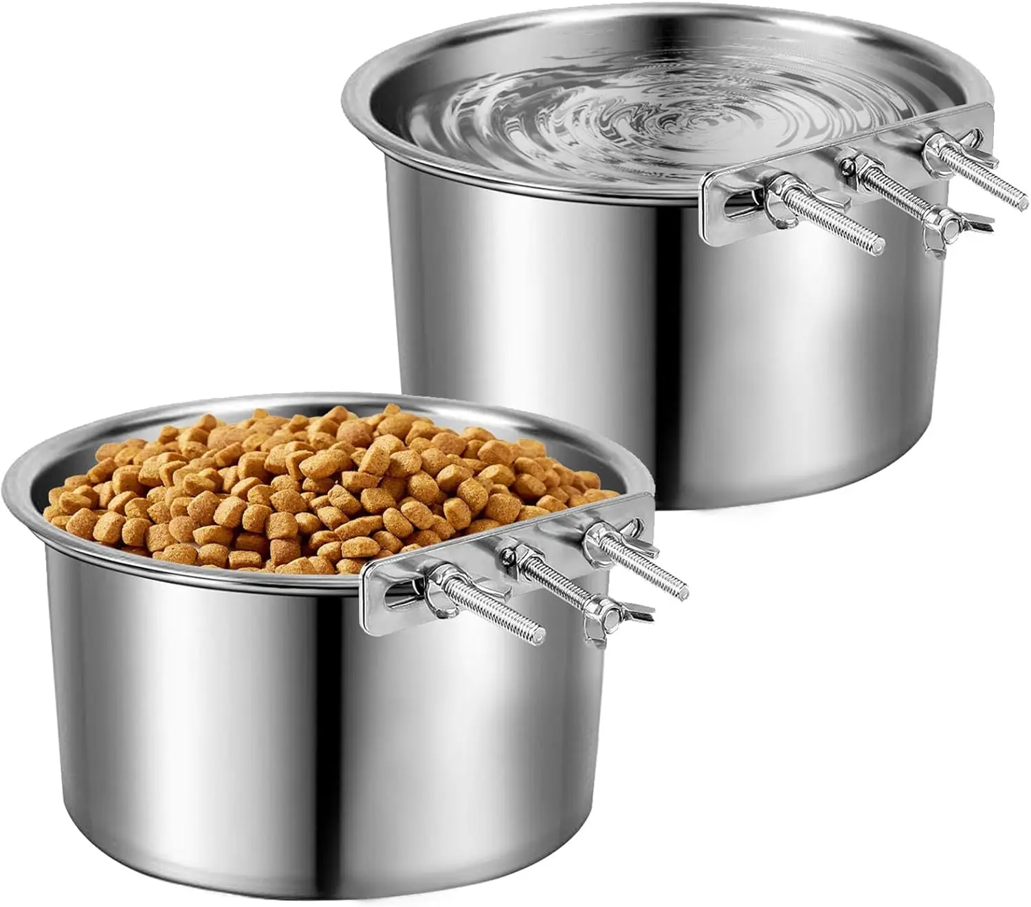 

2 Pack Dog Crate Water Bowl Stainless Steel Bowls No Spill Hanging Water Food Bowls for Kennel Cage Crate Mountable Pet Feeder