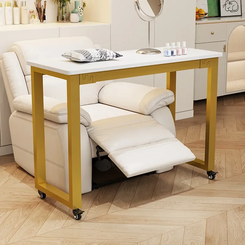 Mobile Nail Table Single-layer With Wheels Modern And Minimalist Nail Table Portable Mesa De Manicurista Salon Furniture