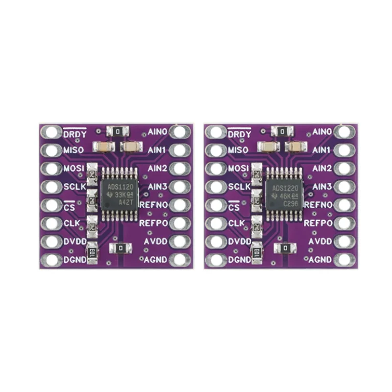 5pcs ADS1120/1220 16/24-bit 2kSPS 4-channel Low-Power ADC Analog-to-Digital Conversion Module SPI Interface