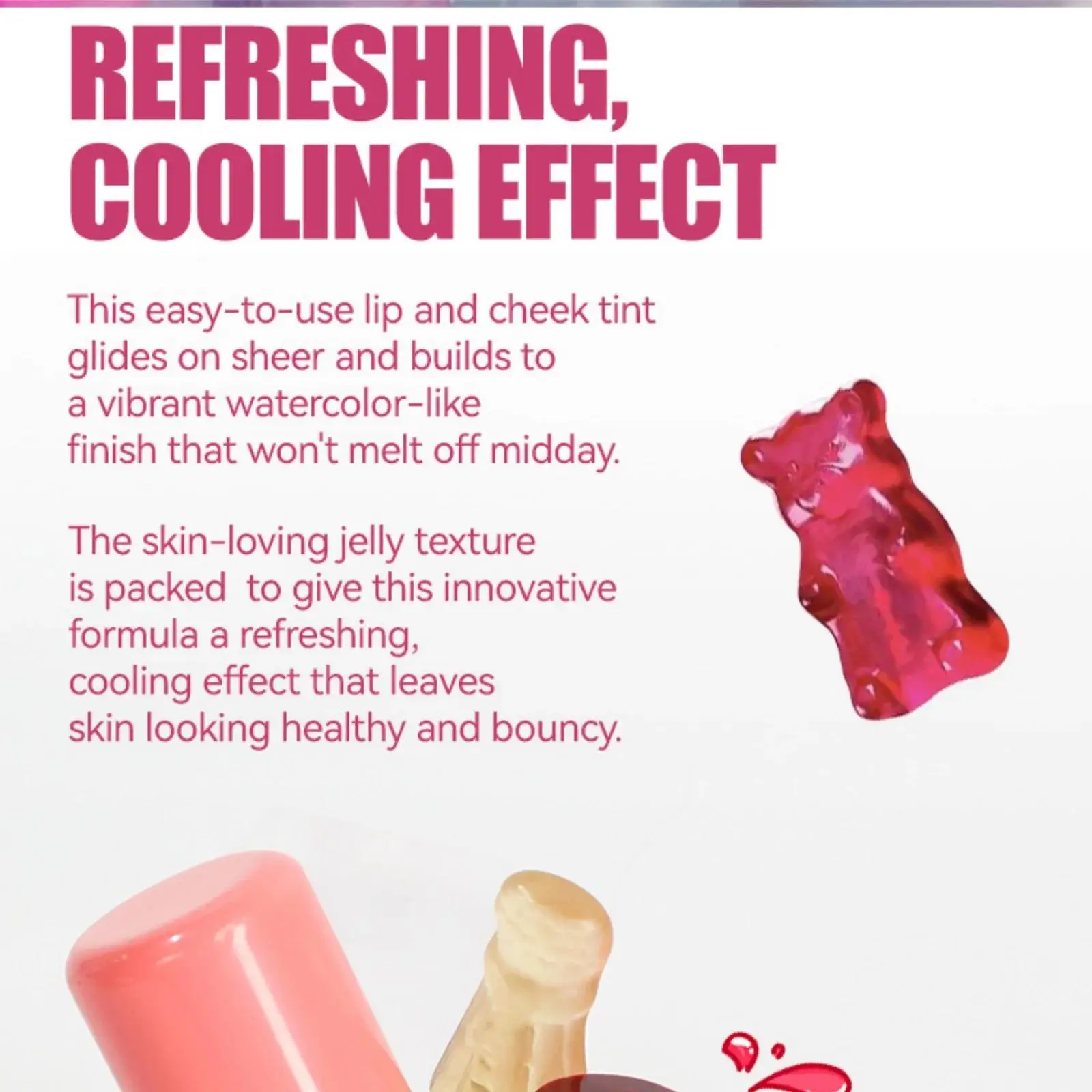 Women Brightening Face Blush Stick 2PCS Jelly Set Purple Lip Cheek Makeup Cosmetics Beauty Health