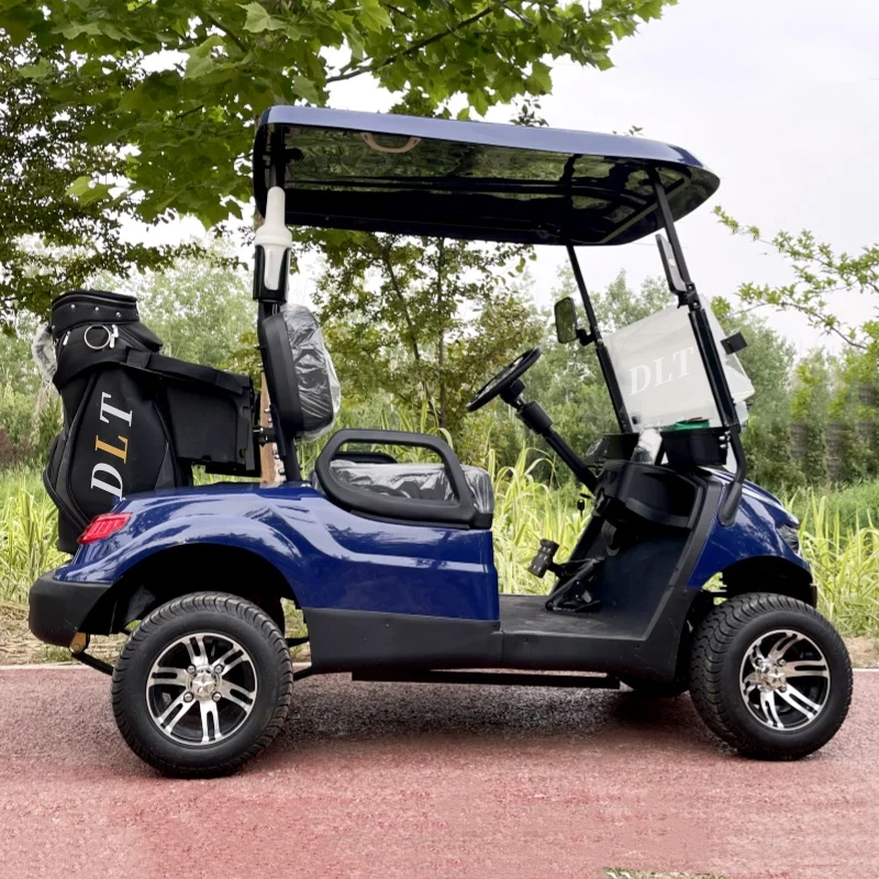 New Lift Type 48V Electric Golf Cart 2 Seats Blue Mini Off-Road Golf Scooter 4 Wheels Lithium Battery Solar Panel Powered