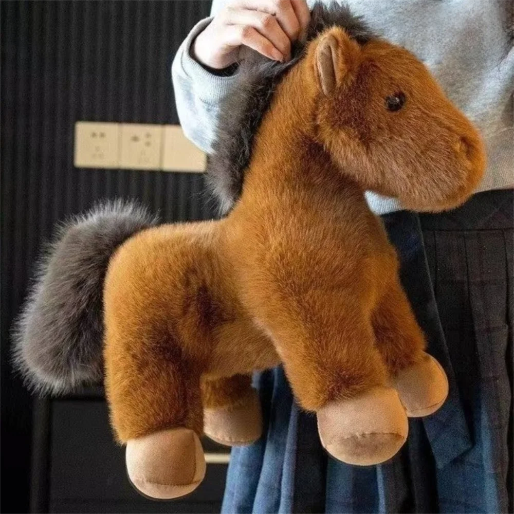 Peluches de Caballo de Dibujos Animados de Moda, Suaves, de Alta Calidad, Simulación Realista de Caballo, Adorno de Animal, Decoración de Año Nuevo