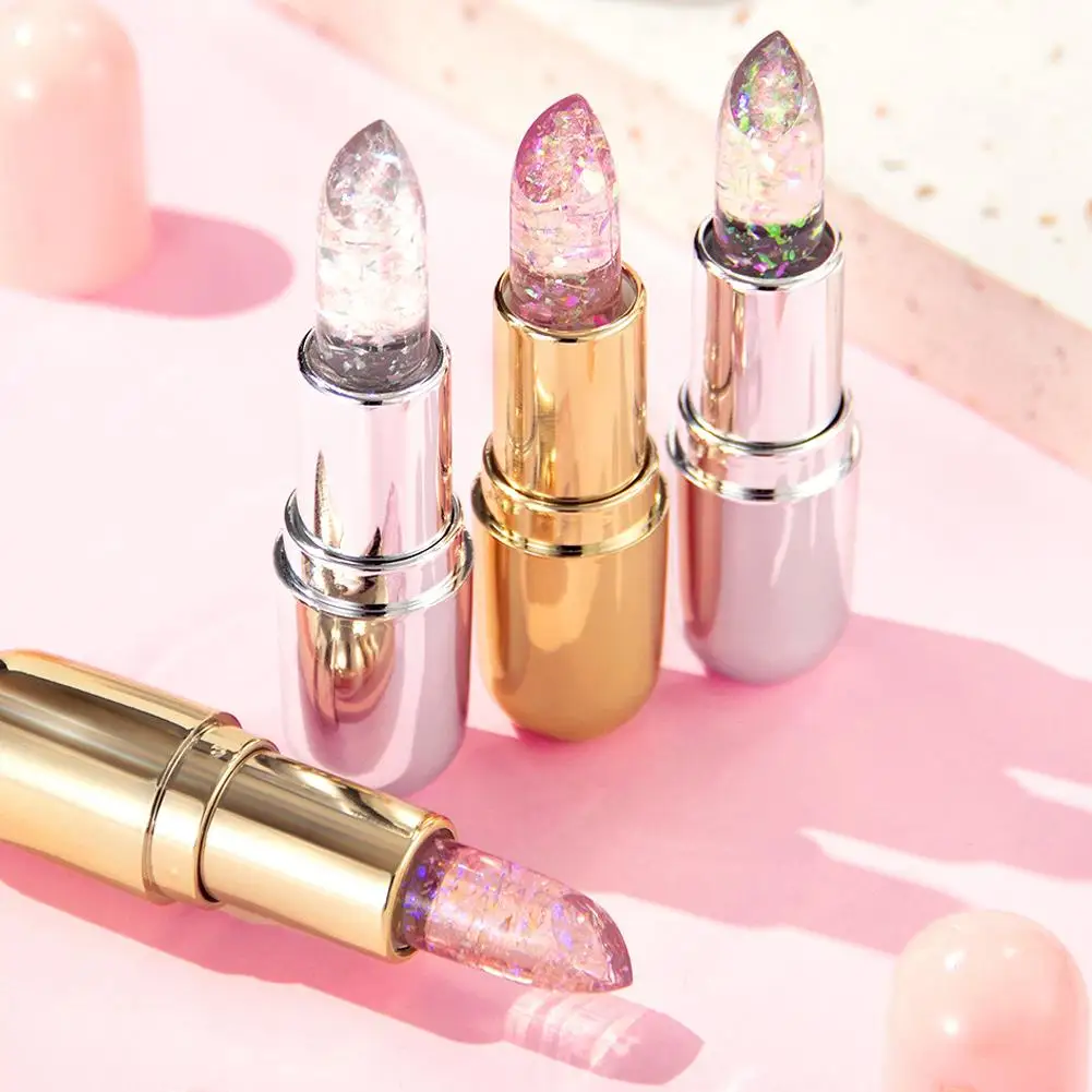 Moisturizing Jelly Glitter Colored Lip Balm Temperature Color Changing Magic Lipstick Shiny Mirror Diamond Lip Gloss Waterproof