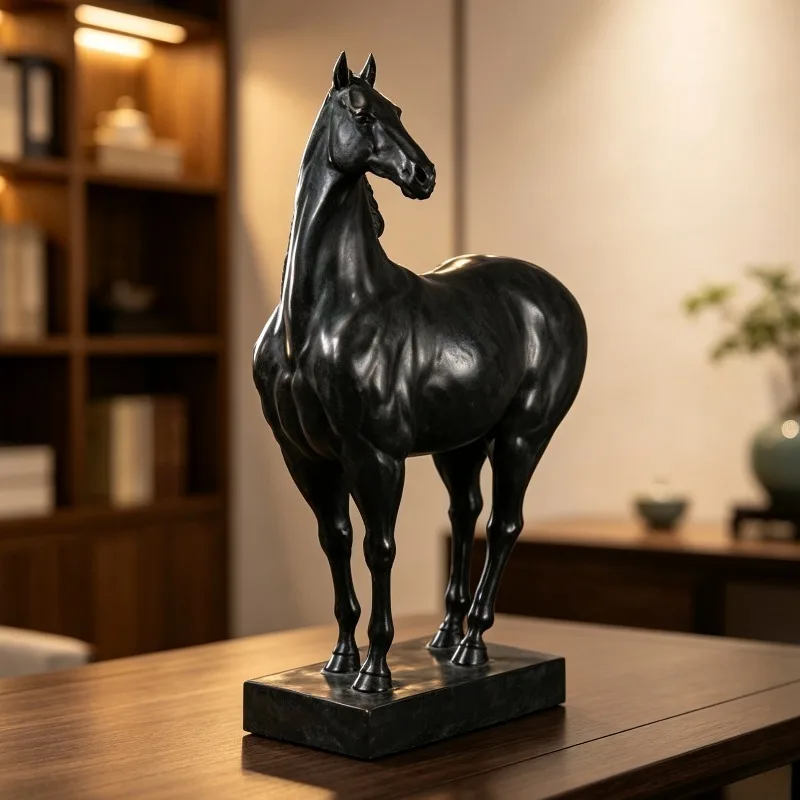 Horse Figurine Retro Sculptures Office Desk Luxury Resin Art Ornament Living Room Cabinet Decoration Antique Miniatures Gift