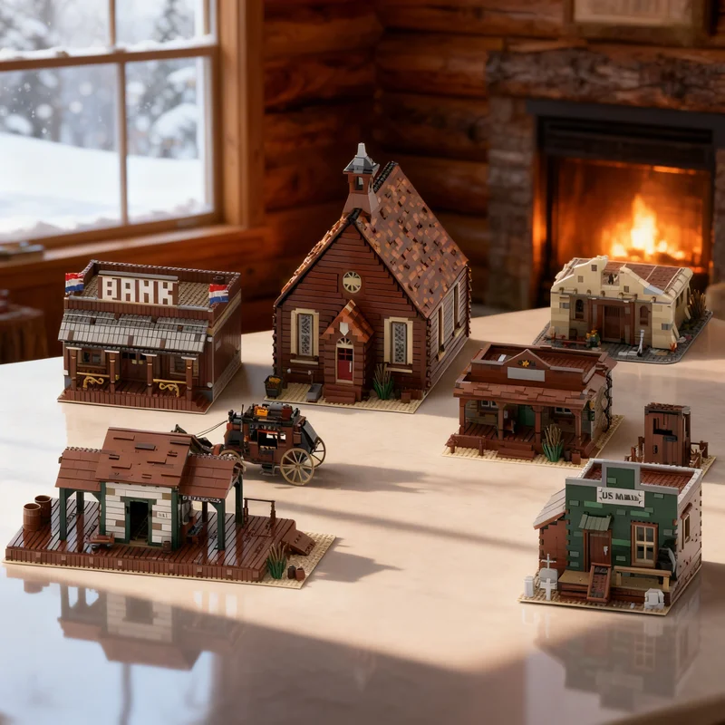 

13054pcs MOC Town Western Model Building Blocks Creative DIY Gift Display Decor Assemble Premium Adult Kids Desk Home Toy Idea