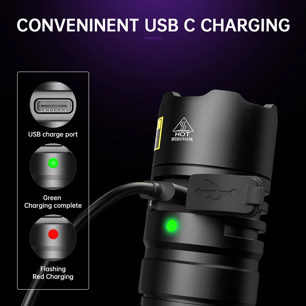 Sofirn-lanterna UV recarregável, SST08 USB-C, portátil, 18650 tocha com interruptor de cauda, lâmpada para detecção, SF16, EDC 365nm