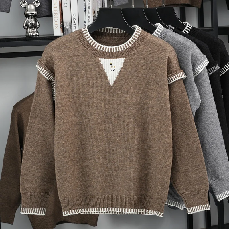 Herren Herbst-Trend Strickpullover, Rundhals, bestickter Marken-Warmpullover, trendiger, lässiger, neuer, hochwertiger Herrenbekleidungs-Oberteil – Detail 13