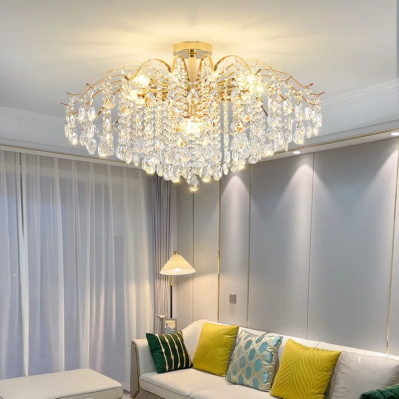 Modern Crystal LED Lights Chandelier For Living Room Decor Bedroom Hanging Light Fixture Pendant Lamp Home Decoration Luxury