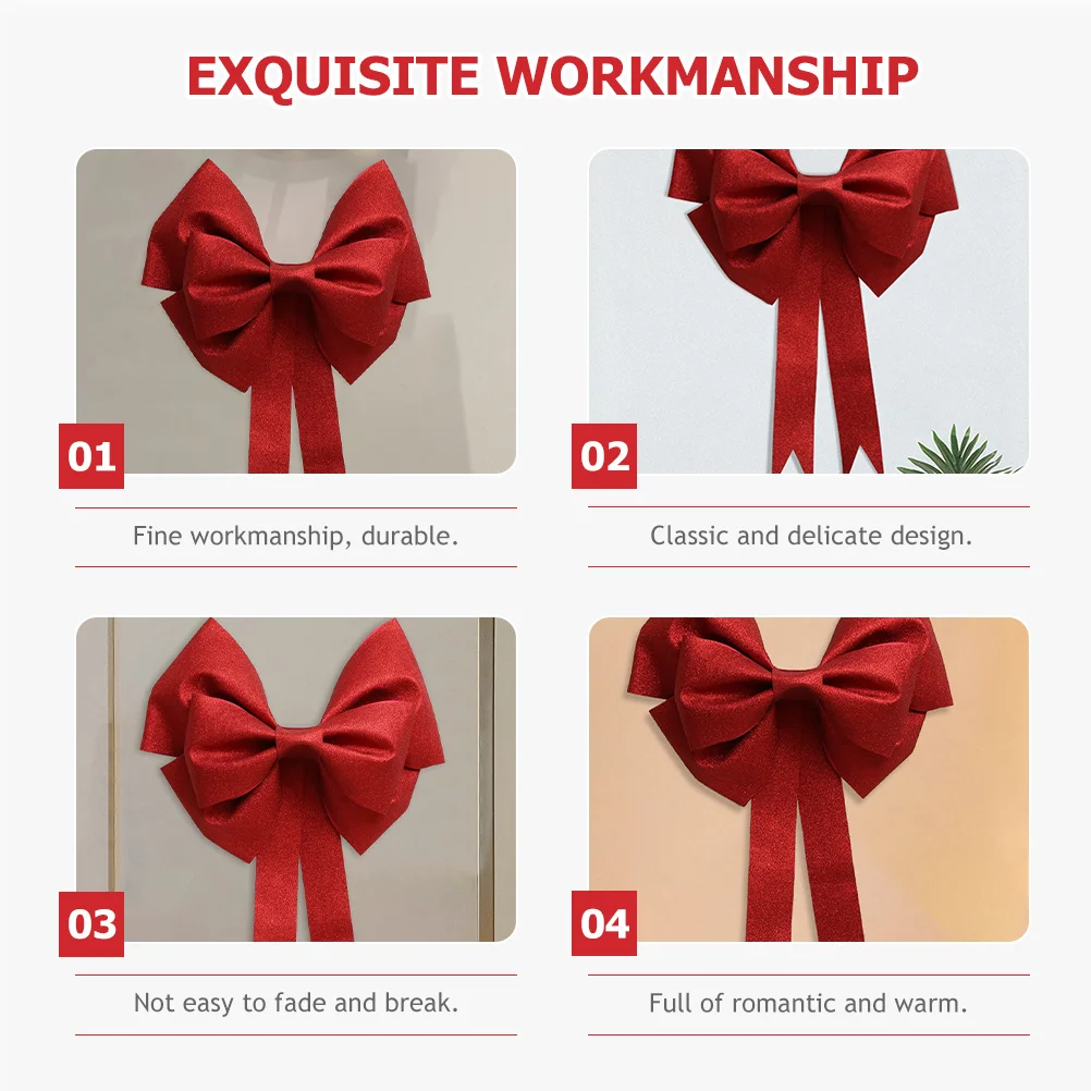 

Large Red Bow Tie Delicate Multi-Layer Bow Knot Wedding Party Christmas Tree Decor Romantic Holiday Decoration