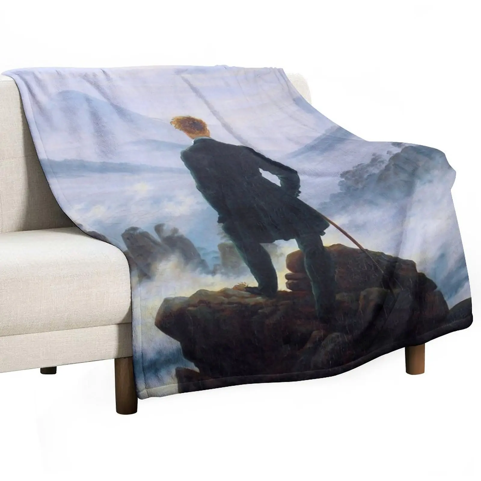 Caspar David Friedrich Wanderer above the sea of fog Throw Blanket blankets ands Luxury St Flannel Quilt Blankets