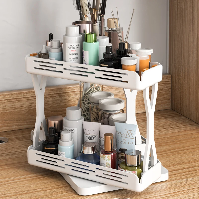 

Pull out Rotating Spice Rack Organizer for Cabinet Rotate Makeup Organizer Slide Bottle Box Holder Plastic Seasoning Spice Rack