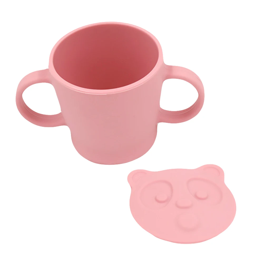 

1pc Silicone Learning Cup For Infants Toddlers Anti-Fall Food Grade Safe Smooth Edge Ergonomic Handles Humane Lid Training