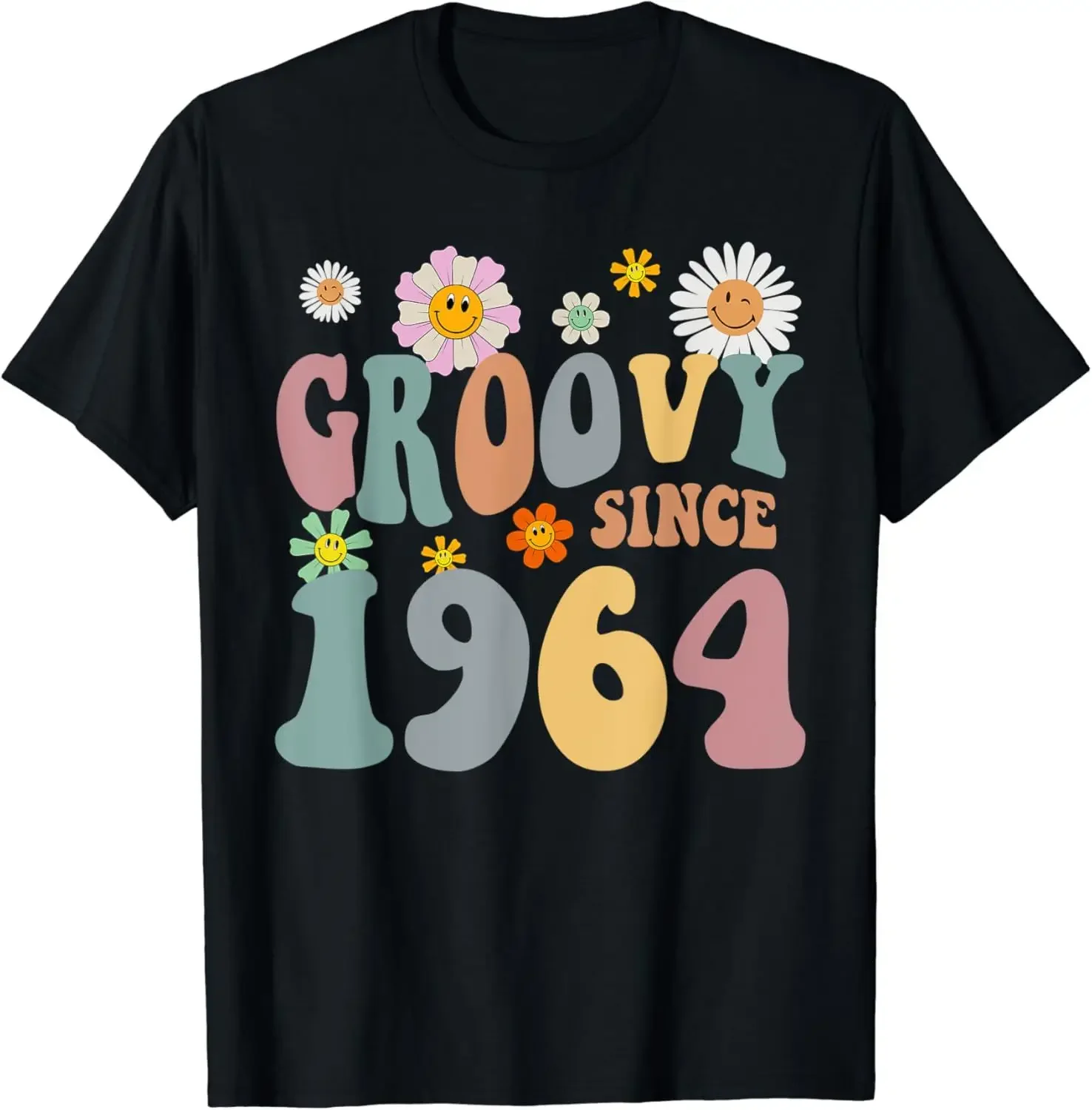 Made in 1964 Floral 60th Birthday 60 Years of Being Awesome T-Shirt Vintage Clothes  Graphic T Shirts Unisex Summer Soft Tops