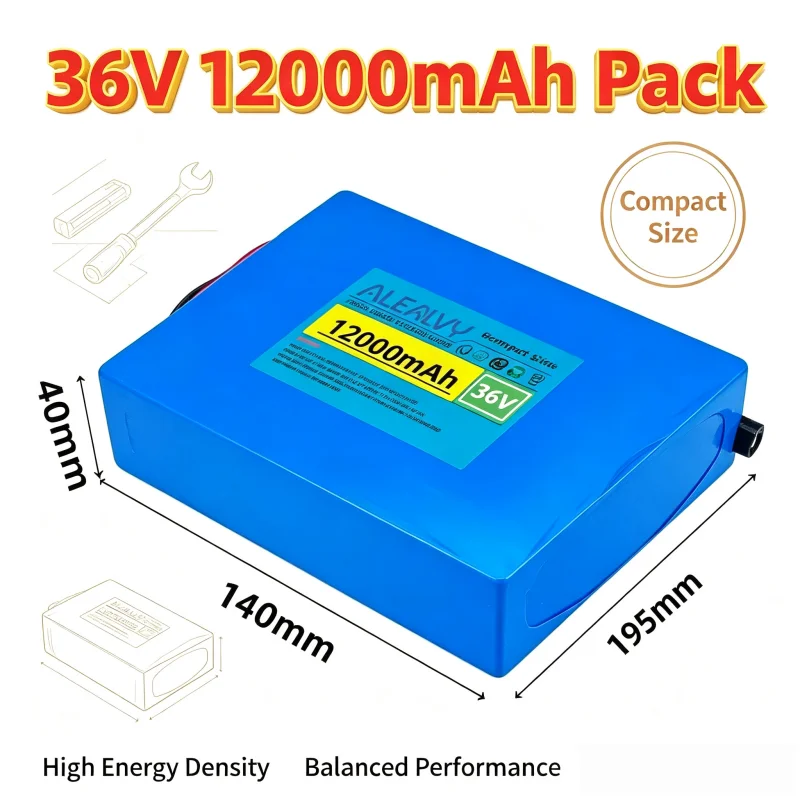 36V 12000mAh 10S4P Rechargeable Lithium Battery with Smart BMS for Longboard Skateboard Commuting Scooter High Power