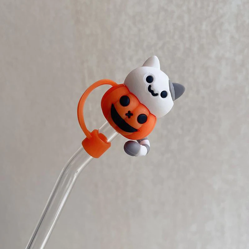 

Cartoon Pumpkin Ghost Silicone Straw Covers For Cup Drinking Dust Cap Straw Tips Cover Halloween Party Cup Accessories