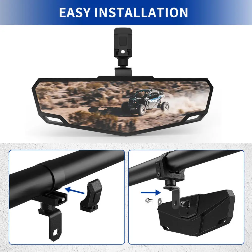 Universal 1.75-2 inch UTV Center Rear View Mirror Premium Convex Rear View Mirror For Polaris RZR XP 1000 /4 2024 /RZR Trail