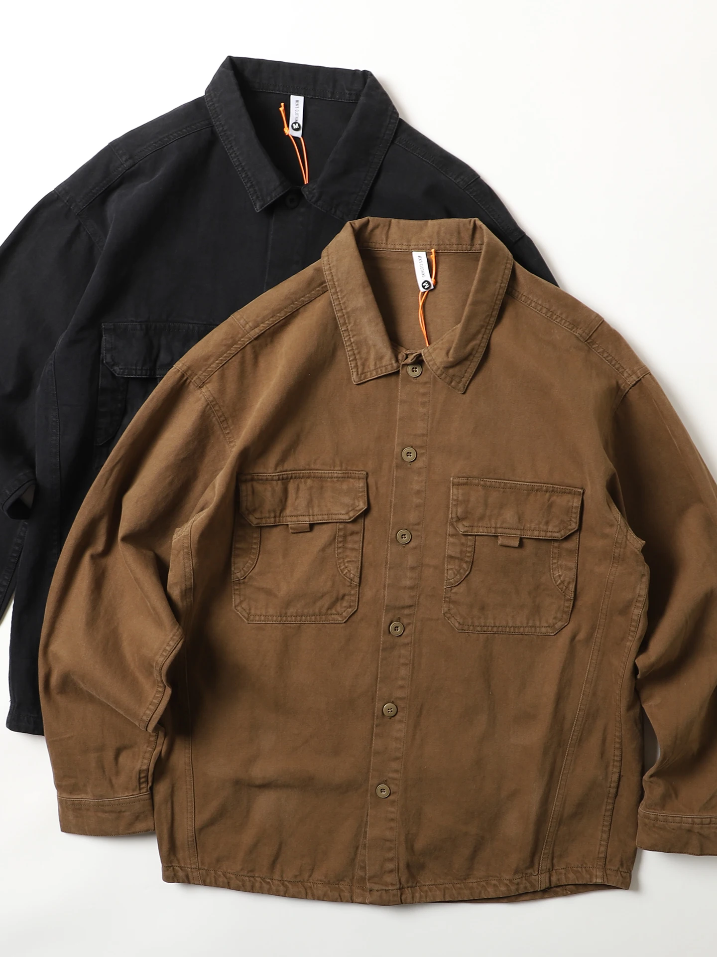 

Мужская винтажная куртка Ameikaji из плотного хлопка с длинными рукавами, повседневная рабочая одежда с воротником, модный американский стиль