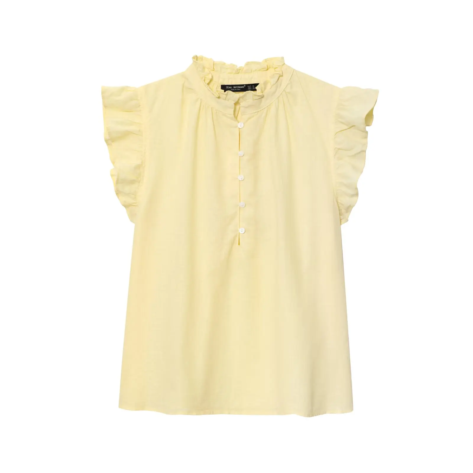 2025 été femmes doux Blouse chemise décontracté simple boutons à volants manches chemise à la mode Chic chemise hauts pour femme