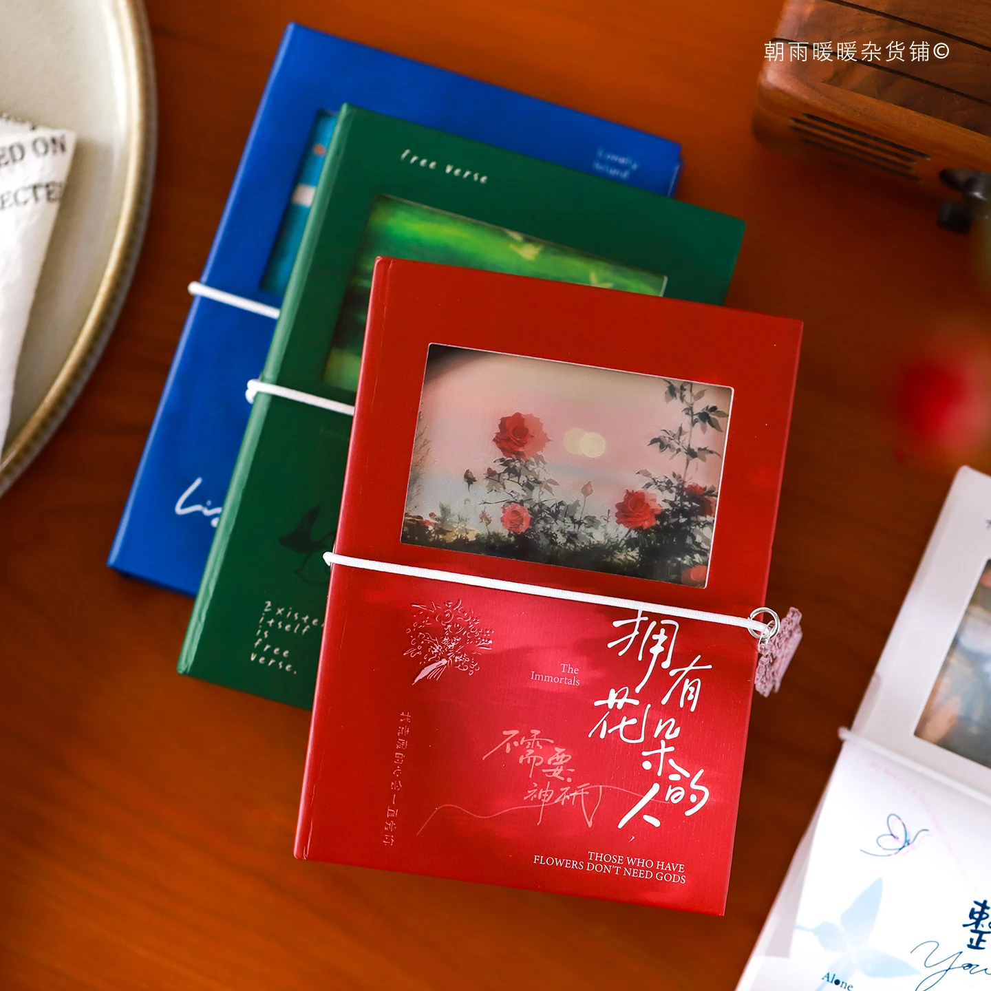 Morning Rain, Flowers in Full Bloom A6 Notebook with High Aesthetic Value, Blank Pages, Small Portable Pocket Notebook