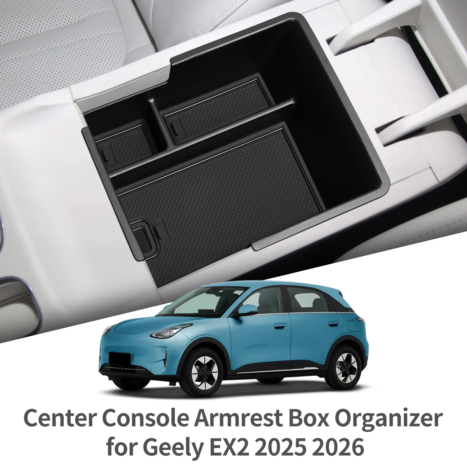 LUCKEASY für Geely EX2 2025 2026 Auto-Aufbewahrungsbox Innenraum-Zubehör Mittelkonsole Armlehnenbox Aufbewahrungsorganizer Ordnungsbox – Detail 10