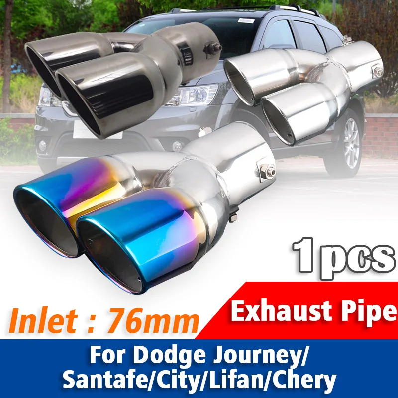 

1Pcs Stainless Steel Exhaust Pipe Muffler Tailpipe Muffler Tip For Dodge Journey Santafe City Lifan Chery Auto Accessories