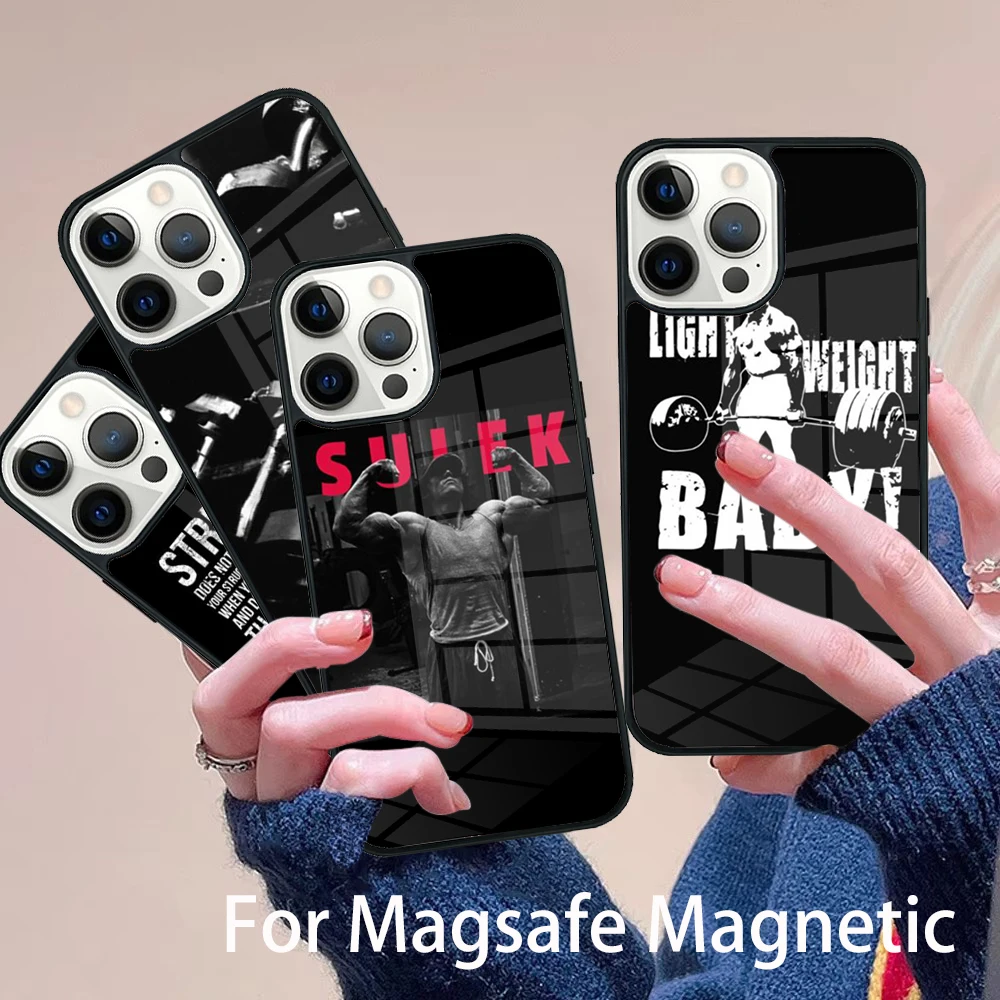 

Bodybuilder Phone Case Magesafe Magnetic Wireless Charge Cover For IPhone 16 11 12 13 14 15 Pro Max Plus Mini