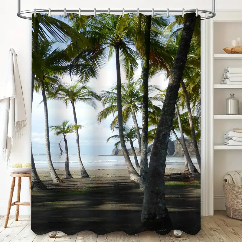 Beach Retreats with Tropical Palm Trees Shower Curtain Upgrade Your Bathroom Decor Today