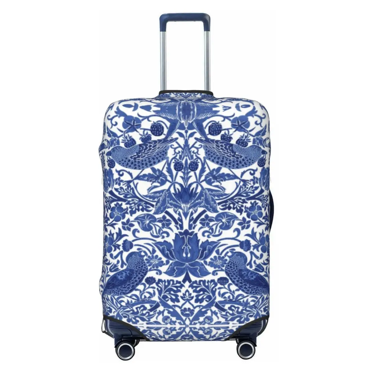 

Porcelain Blue Oriental Bird Pattern Suitcase Cover Washable Chinoiserie Travel Luggage Covers for 18-32 inch