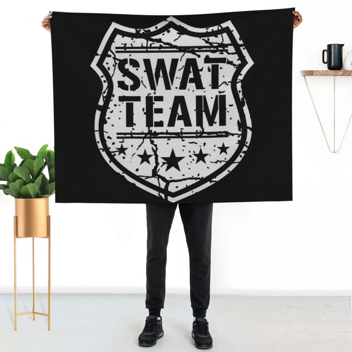 Swat Team Shield Throw Blanket Cozy Throw Blanket Birthday Gift for Him Her
