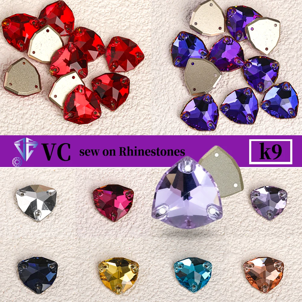 VC Factory Wholesale Inverted Edge K9 Fat Triangle Seam with Water Diamond Glass Crystal Used in Dance Sports Clothing Box Shoes