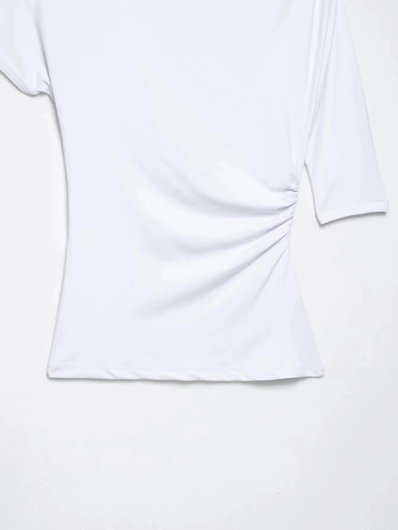 HH 2025, Frühling, Damen, sexy, asymmetrisch, faltig, Weste, schick, schmaler Kragen, One-Shoulder-Damen, schmales T-Shirt, Top, Straßenkleidung – Detail 16