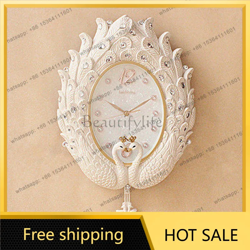 XX.Round Peacock Wall Clocks Digital Restaurant Creative Silent Wall Watch Xenomorph Art Mural Relogio De Parede Home Decoration