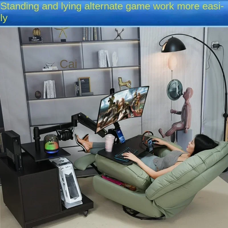 Suspended computer bracket Ergonomics e-sports cockpit Lazy bed Computer table Movable lifting storage