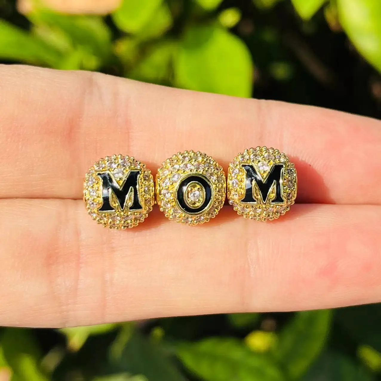 

12Pcs Zirconia Pave Copper 10mm Balls Mother Day Mom Jewelry Findings Spacer for Woman DIY Bracelets Making