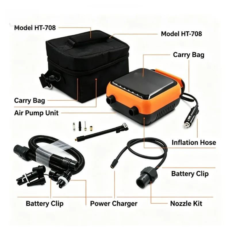 12V SUP Electric High Pressure Air Pump Car Tyre Inflator For Paddle Board Dinghy Camping Tent Portable Shut-off High Quality